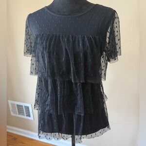 Loft Elegant Black Layered Women's Top